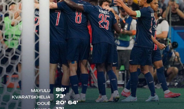 5比0！欧冠决赛大巴黎大胜国米，成就赛季四冠王